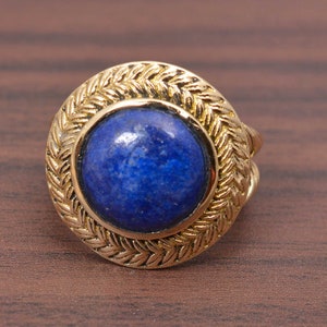 Lapis lazuli Ring, Handmade Ring, Gemstone Ring, Natural Lapis Lazuli Ring, Solid Gold Ring, 18k Gold Ring, Statement Ring, Delicate Ring