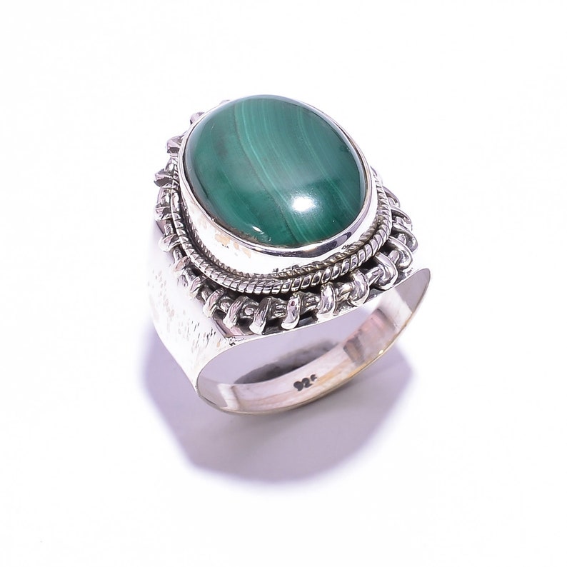 ring for girls handmade ring 925 sterling silver ring engagement ring Malachite gemstone women ring