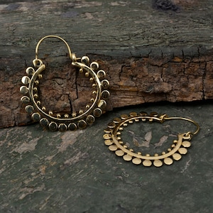 Mandala Hoop Earrings,Mandala Earrings,Tribal Earrings,Brass Earrings,Gypsy Earrings,Boho Earrings,Ethnic Earrings,Boho Style,