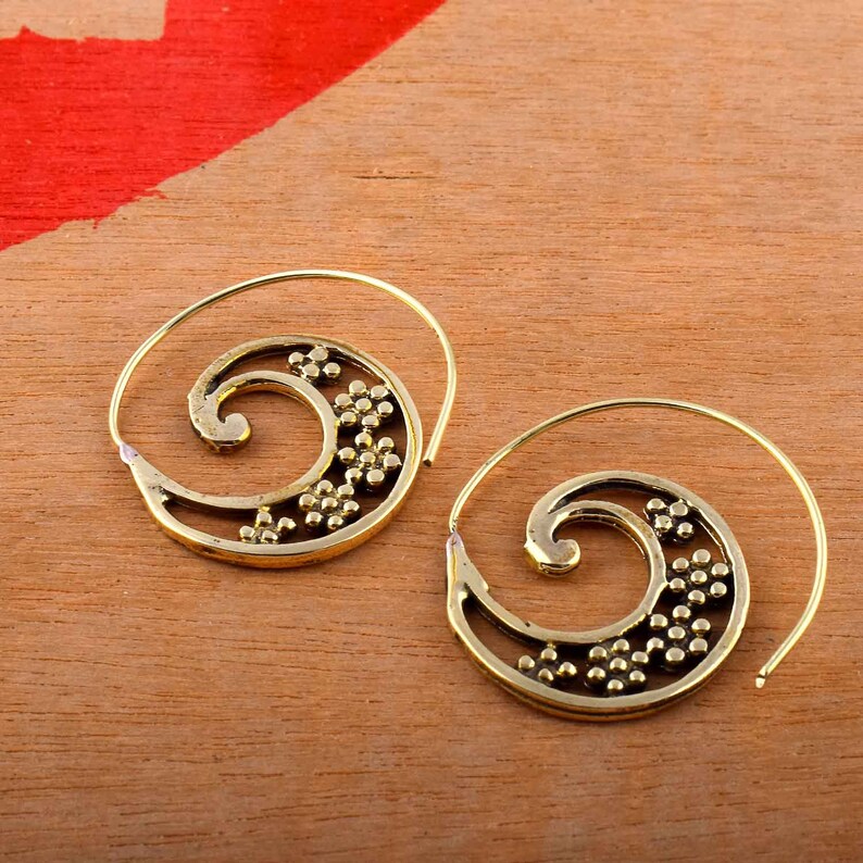 ethnic earring A+Brass earrings brass geometric earring hoops mandala sacred geometry brass earring Festival earring