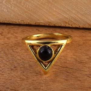 Black obsidian Ring,Dainty Gold Ring, Black Stone Ring ,Gold Band Ring, handmade Ring, Everyday Gold Ring, Women Jewelry, Mother&#39;s gift