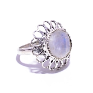 Echte maansteen ring, maansteen zilveren ring, handgemaakte maansteen ring, maansteen ring, boho ring, maan steen ring, regenboog maan steen ring
