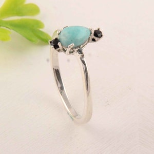 Natural Larimar Ring, 925 Sterling Silver Ring,  Lariamr Jewelry,  Handmade Ring, Boho Ring, Boho Ring, Minimalist Ring, Gift For Her