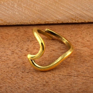 Brass Wave Ring, 18K Gold Plated Ring, Dainty Ring, Minimalist Ring, Slim Wave Ring, Gift For Her, Vintage Rings, Boho Ring, Gift For Mom