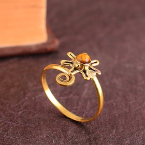 Tiger Eye Ring, Handmade Ring, Brass Ring, Tiger&#39;s Eye Ring, 18k Gold Ring, Gift For Her, Anniversary Ring, Dainty Ring, Ring For Women