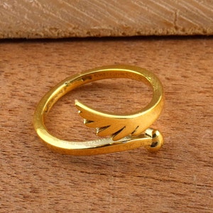 Feather Ring, Adjustable Feather Ring, Plume Ring, Thumb band, Dainty Ring, Boho Ring, Brass Ring, Feather Jewelry, Gift For Her