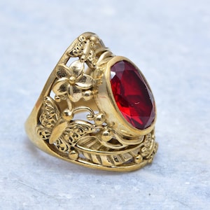 Natural Garnet Gemstone Ring,Brass Ring, Deco Ring,Handmade Jewelry,Personalized Ring,Mother Jewelry,Pomsie Ring,Moms Gift,Christmas Gifts