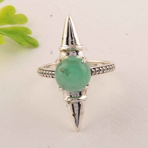 Compass Aventurine Ring, Compass Silver Ring, Aventurine Bands, Men Jewelry, Oxidized Silver Ring, Silver Band