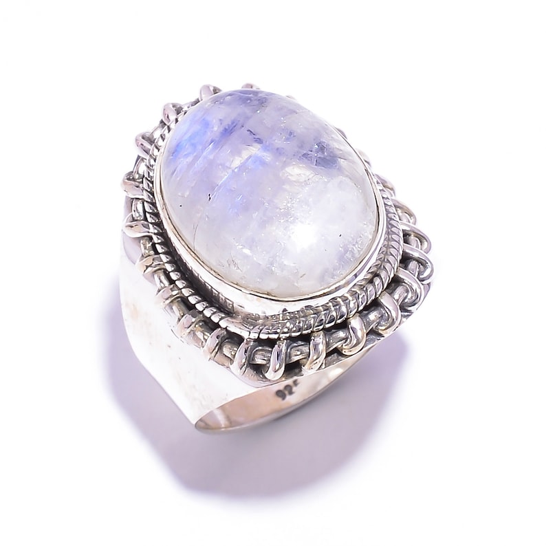 wedding ring handmade silver ring rainbow moonstone 925 silver jewelry,solid silver ring birthstone ring