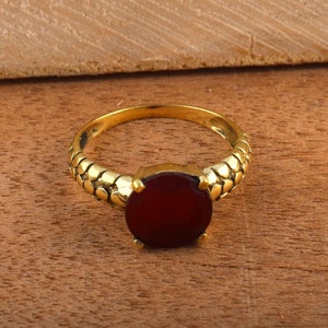 Red Gemstone Ring, Brass Ring, Handmade rings, Brass Jewelry, Engagement ring, Gemstone Ring, Women's ring, Gift For Her