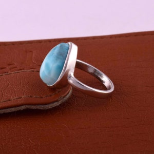 AAA+ Larimar Ring, Sterling Silver Ring, Christmas Gift, Stylish Ring, Dainty Ring, Gift Ring, Ethnic Ring, Gift for Her, Proposal Ring
