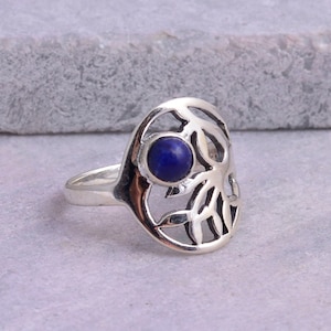 Natürlicher Lapis Lazuli Ring, Lapis Lazuli Schmuck, Sterling 925 Silber Ring, Lapis Lazuli Statement Ring, Boho Ring, Valentinstag Gfit