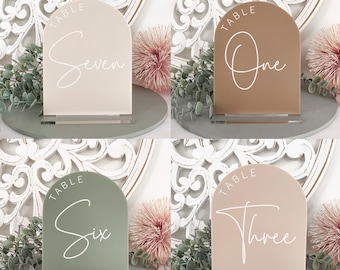 Números de mesa acrílicos ARCH / Decoración de mesa de boda moderna / Números de mesa / Decoración de bodas y eventos BOHO