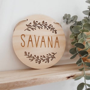 Custom Round DOOR Signs | BERRY SPRAY boho name Plaque | Personalised name signs | Custom nursery decor | kids room decor | wooden letters |