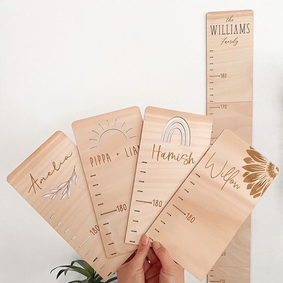 Kids Wooden GROWTH Chart | Family Height Measurement Chart | Nursery Decor | Personalised Baby Gifts | Baby Shower Gifts | Personalised Kids