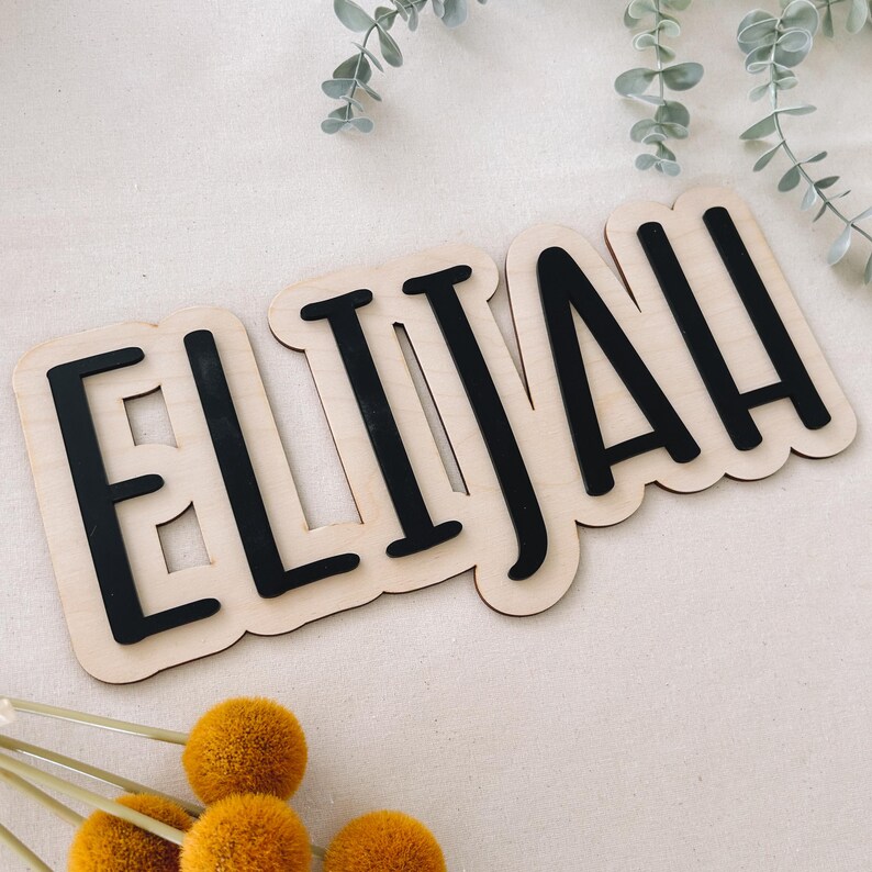 3d double layer wooden name plaque personalised sign