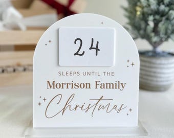 CALENDARIO de cuenta regresiva navideña con arco personalizado, decoración navideña personalizada para el hogar, tablero de cuenta regresiva navideña con soporte