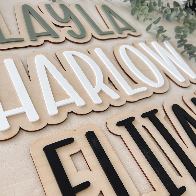 3d double layer wooden name plaque personalised sign