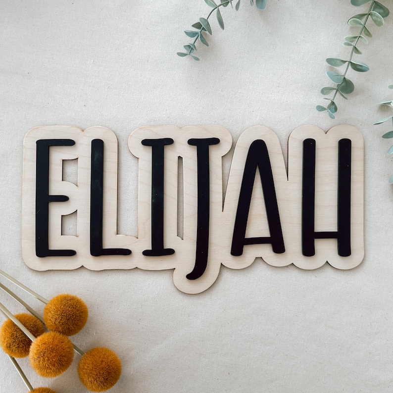 3d double layer wooden name plaque personalised sign