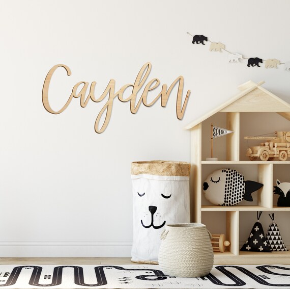 Wooden WALL NAMES Personalised Script Names Nursery Kids Etsy
