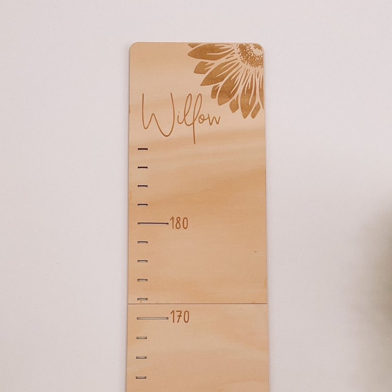 Kids wooden personalised name growth chart height ruler. Boho wooden nursery kids room decor.