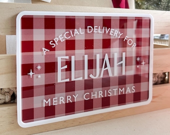 PLACAS DE CAJA DE NAVIDAD PERSONALIZADAS, caja de regalo de decoración de Nochebuena, caja de Navidad personalizada, caja de regalo de Nochebuena para niños