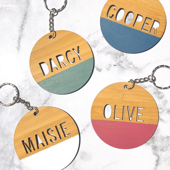 wooden name bag tags