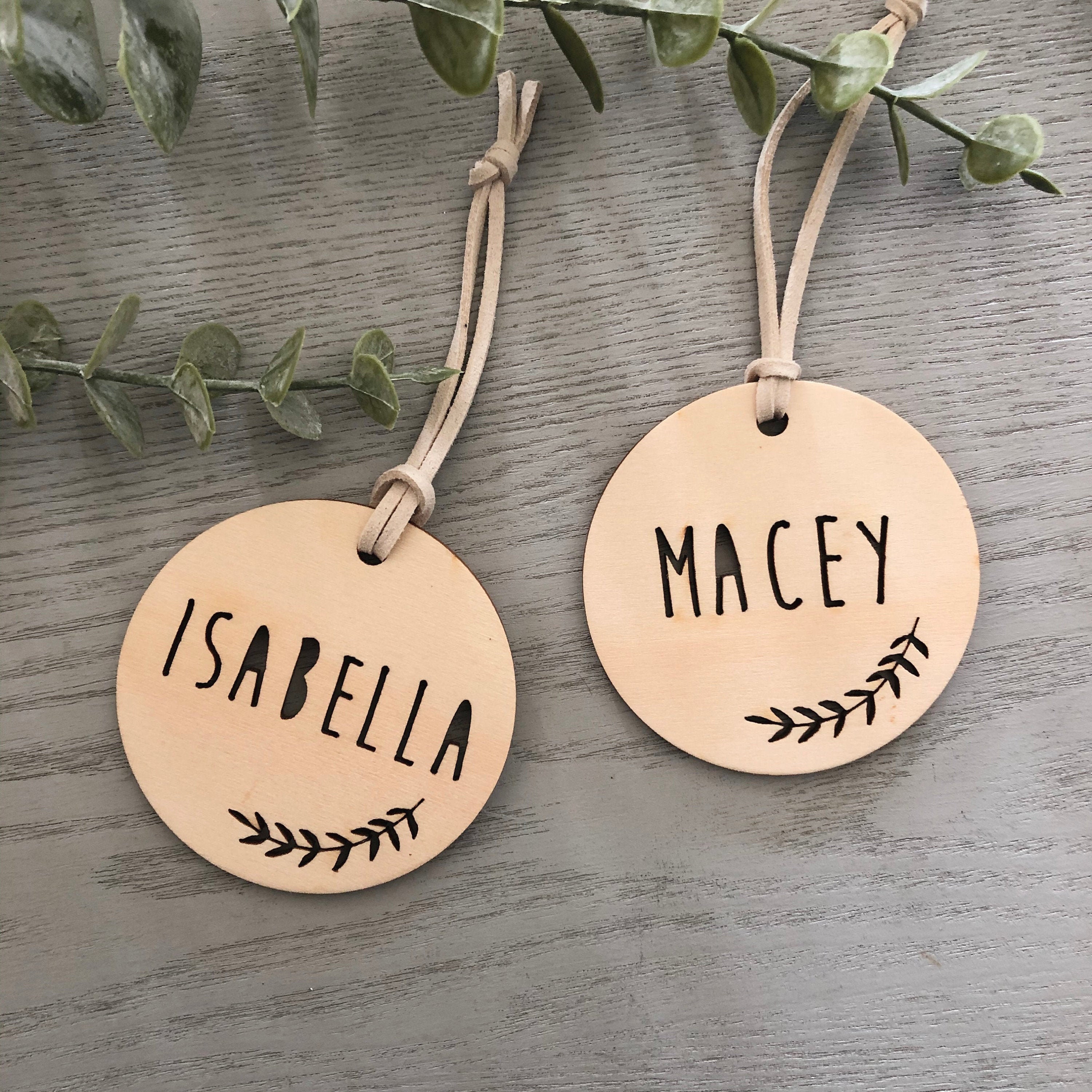 Kids Personalised LEAF Bag Tags Custom Name Bag Tags Etsy