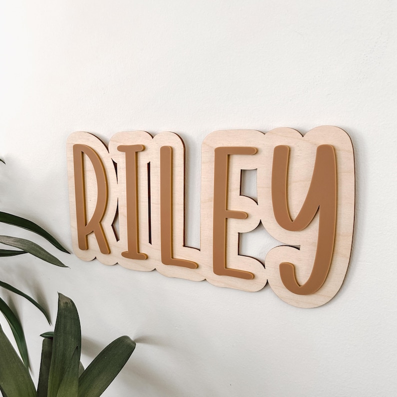 3d double layer wooden name plaque personalised sign