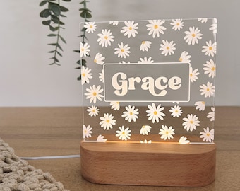 Luz de noche personalizada DAISY DREAMS / Luz de noche con estampado infantil / Decoración infantil personalizada / Regalos personalizados para niños / Lámpara con nombre