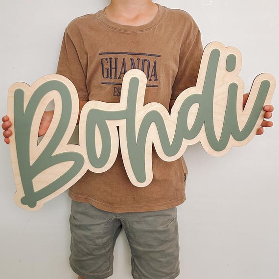 DOUBLE Layer Name Plaque, SCRIPT FONT, Wooden script names, Nursery Decor, Custom Kids Wall Sign, 3d Name Sign, Name Letters, Wooden Letters
