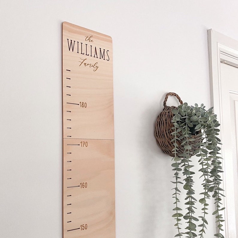 Kids wooden personalised name growth chart height ruler. Boho wooden nursery kids room decor.