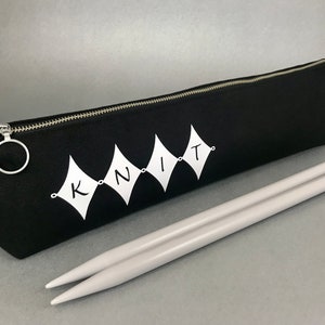 Knitting Needle storage zipper pouch made from heavy cotton canvas