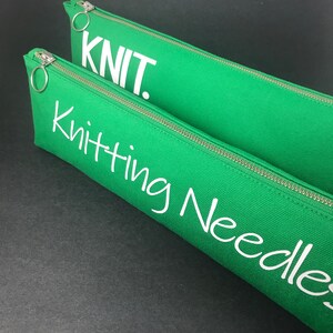 Knitting Needle storage zipper pouch made from kelly green heavy cotton canvas