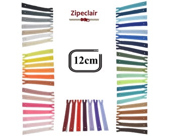 12 cm niet-deelbare YKK nylon rits, kleur naar keuze: zwart, wit, bruin, beige, paars, roze, groen, geel....