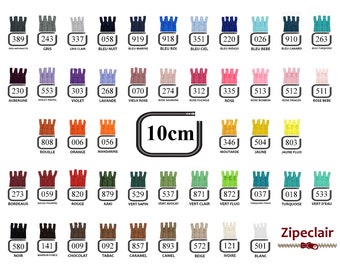 Zipper YKK, pack of 5 x 10 cm, colors to choose: black, white, blue, red, brown, pink, green, yellow ....