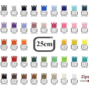 Fermeture eclair YKK, lot de 5 x 25 cm, couleurs au choix: noir, blanc, bordeaux, rouge, violet, tabac....