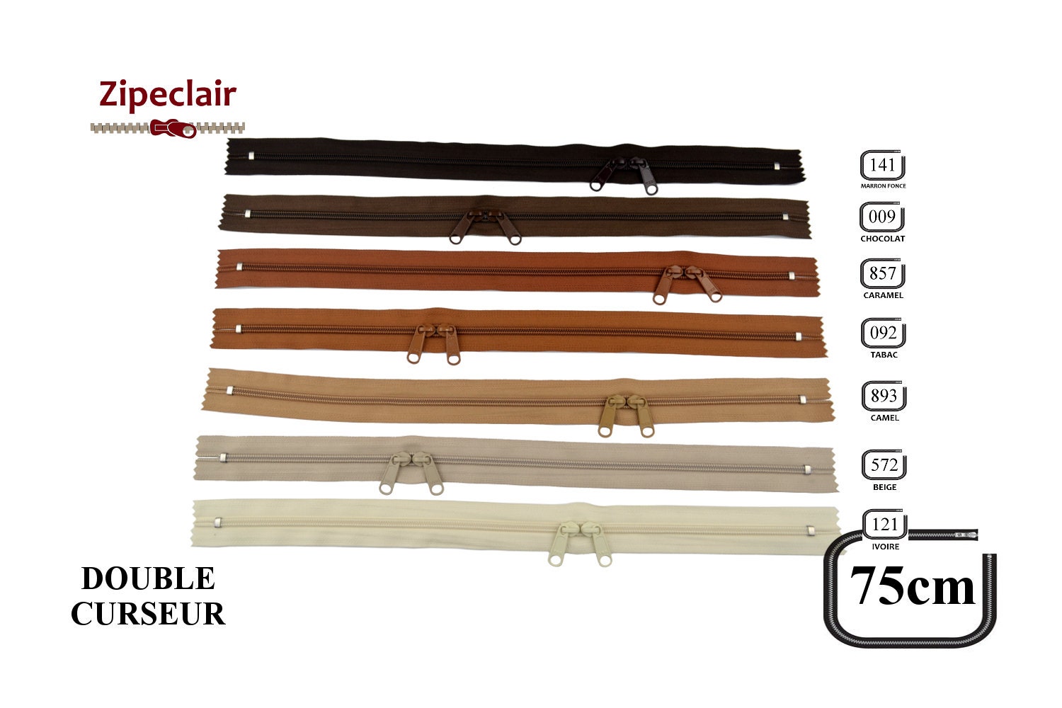 YKK / 75 Cm Nylon Back-to-back Zipper for Bags Color Choice: | Etsy