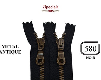 YKK A black brass antique metal zipper suitable for bag, wallet, pullover collar ... sizes from 10 cm to 45 cm