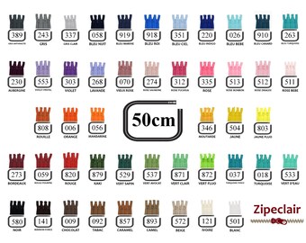 Zipper YKK, pack of 10 x 50 cm, colors to choose: black, white, pink, fuchsia, cognac, green ....