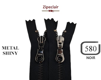 YKK Cremallera metálica negra brillante adecuada para bolsos, carteras, cuellos de suéter... tamaños desde 10 cm hasta 45 cm.