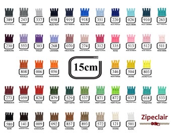Cremalleras YKK, pack de 10 x 15 cm, colores a elegir: negro, blanco, beige, azul, verde, turquesa...