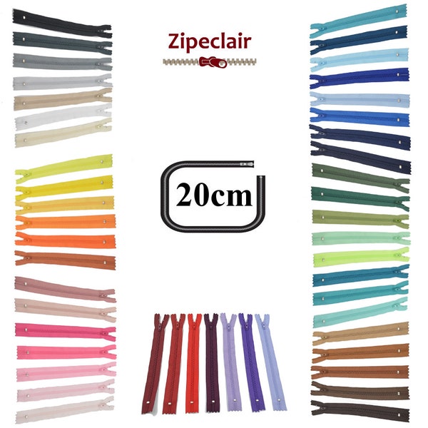 20 cm YKK Zipper, color to choose: black, white, pink, green, chocolate ....