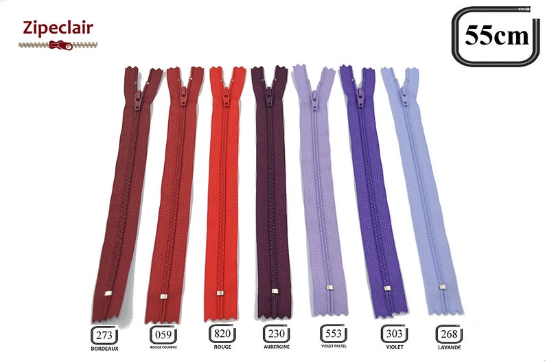 Zipper YKK, pack of 10 x 55 cm, colors to choose: black, white, purple, red, lavende, royal blue .... image 8