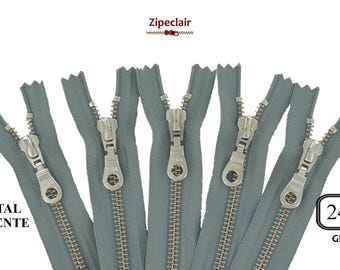 YKK Juego de 5 cremalleras de metal gris plateado adecuadas para bolsos, carteras, cuellos de jersey... tamaños desde 10 cm hasta 45 cm