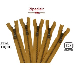 YKK – Eine Packung mit 5 senffarbenen Reißverschlüssen aus antikem Messing, geeignet für Taschen, Beutel, Pulloverkragen – Größen von 10 cm bis 45 cm
