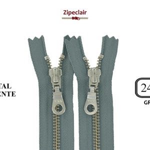 YKK Um zíper cinza metálico prateado adequado para bolsas, clutches, golas de suéter... tamanhos de 10 cm a 45 cm