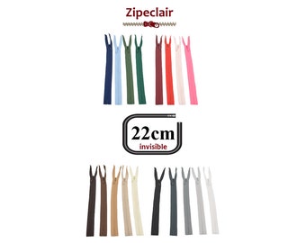 YKK An invisible zipper of 22 cm, colors to choose: black, white, brown, beige, pink ....