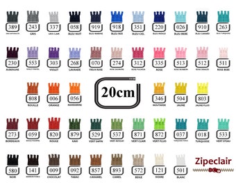 Zipper YKK, pack of 10 x 20 cm, colors to choose: black, white, pink, green, chocolate ....