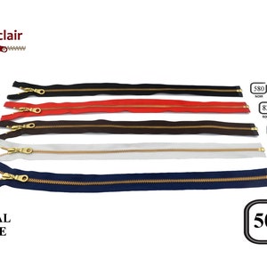 YKK Une fermeture éclair métal séparable de 50 cm, couleurs disponibles: noir, blanc, bleu, rouge, marron, kaki image 3